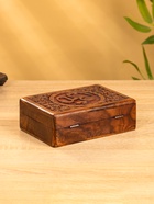 Шкатулка резная «Ом», 18×13×6 см, дерево шишам - фото 809251379