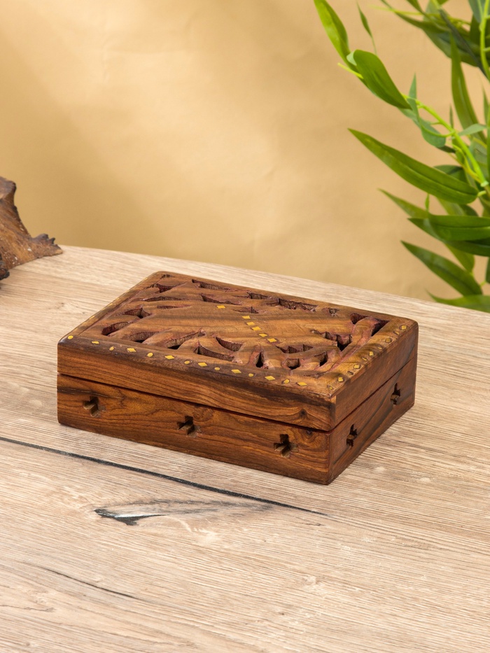 Шкатулка резная «Хранитель», 18×13×6 см, дерево шишам