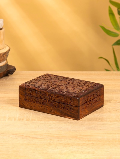 Шкатулка резная «Текстура», 18×13×6 см, дерево шишам