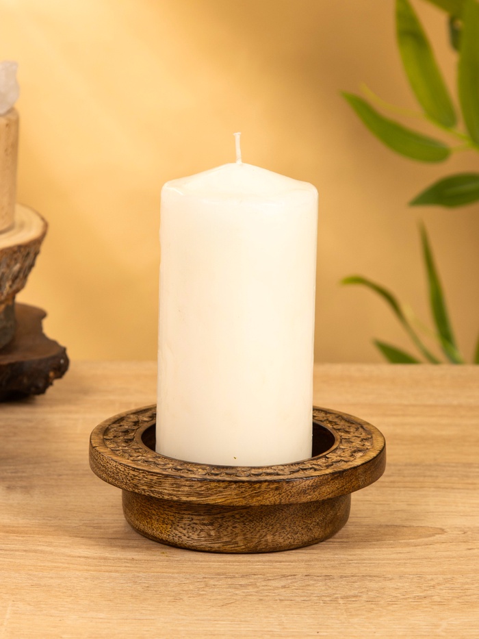 Подсвечник для свечи 8 см «Клевер», 13×13×3.5 см, манговое дерево