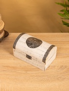 Сундучок «Солнце ацтеков», 19×12×11 см, манговое дерево, белый антик - фото 809251475