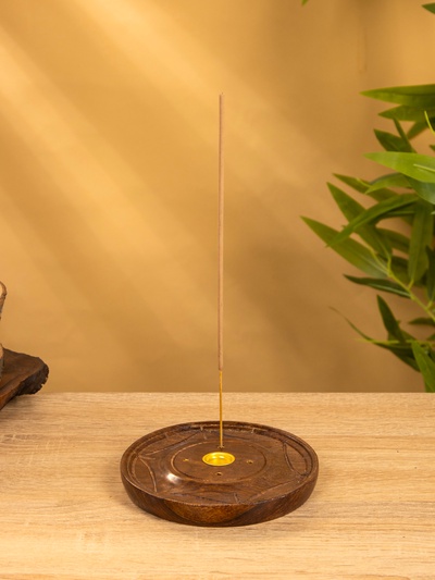 Подставка под благовония круглая, 12.5×12.5×1.5 см, дерево шишам