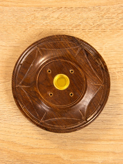 Подставка под благовония круглая, 12.5×12.5×1.5 см, дерево шишам