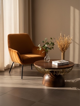 Столик журнальный «Фундук», 76×76×42 см, дерево, железо