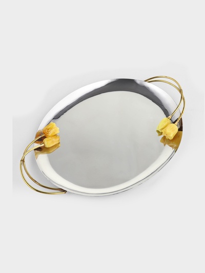 Блюдо «Тюльпаны», 44×30×3 см, нержавеющая сталь