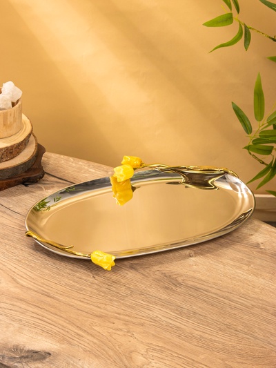 Поднос «Тюльпаны», 41×28×5 см, нержавеющая сталь