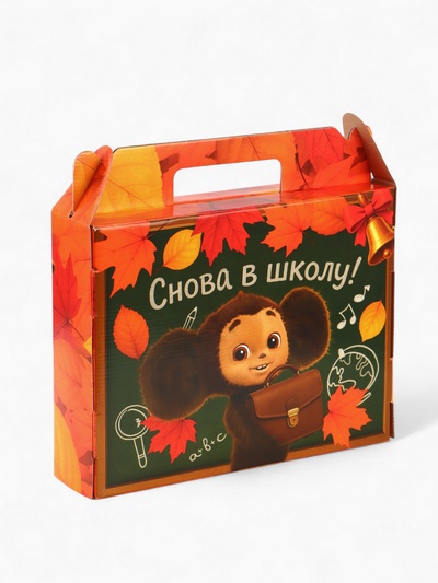 Коробка подарочная складная «Снова в школу», Чебурашка, 33.5×25.5×7.5 см