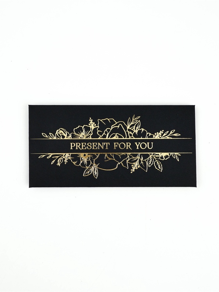Конверт для денег Present for you, 16.5×8 см, тиснение, чёрный крафт - Фото 1