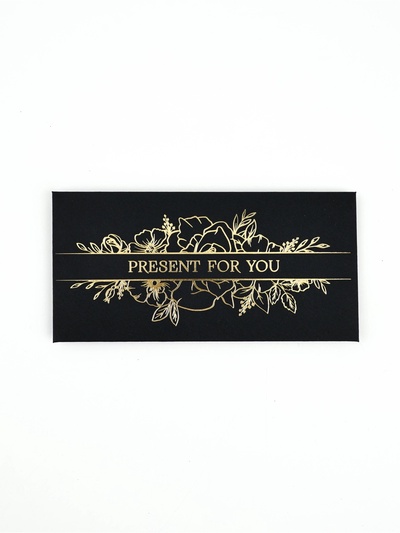 Конверт для денег Present for you, 16.5×8 см, тиснение, чёрный крафт