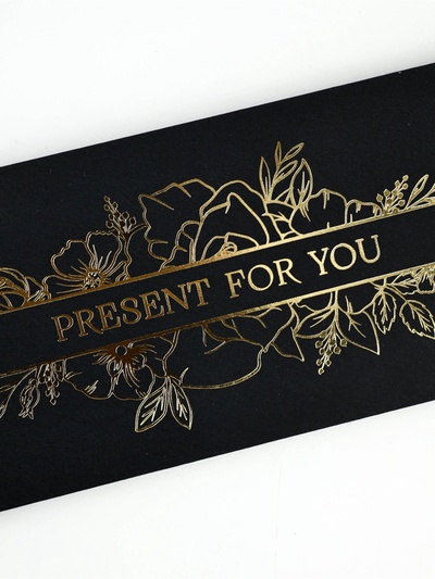 Конверт для денег Present for you, 16.5×8 см, тиснение, чёрный крафт