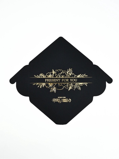 Конверт для денег Present for you, 16.5×8 см, тиснение, чёрный крафт