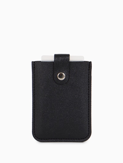 Картхолдер на кнопке, 5 карт, однотонный, чёрный