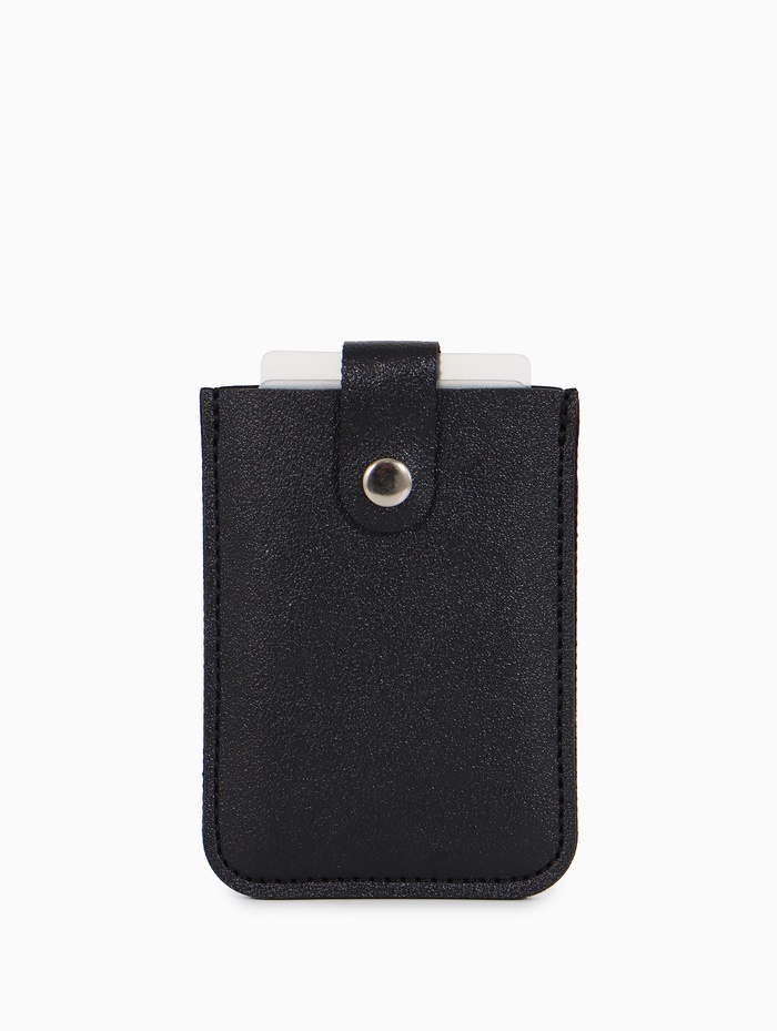 Картхолдер на кнопке, 5 карт, однотонный, чёрный - Фото 1