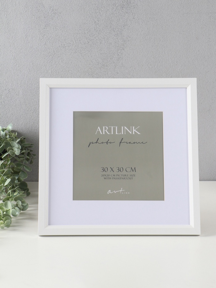Фоторамка для фото 30×30 см, с паспарту 20×20 см Anna, МДФ, белый - Фото 1