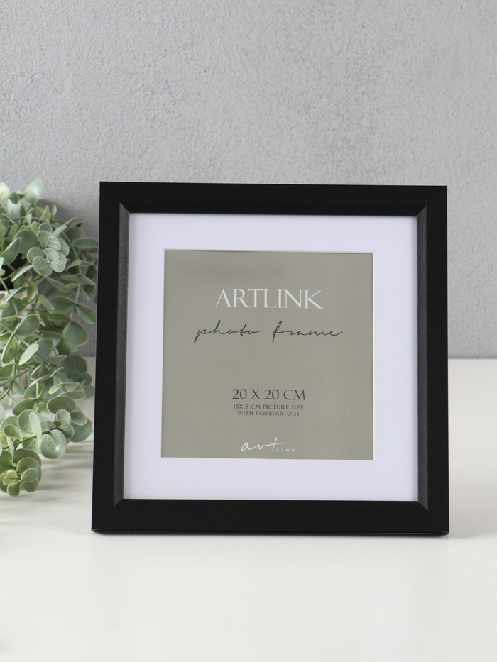 Фоторамка для фото 20×20 см, с паспарту 15×15 см Anna, МДФ, чёрный - Фото 1