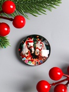 Магнит на холодильник «Двойка белоснежных коней: С Новым годом», стекло, d=3.3 см - Фото 2