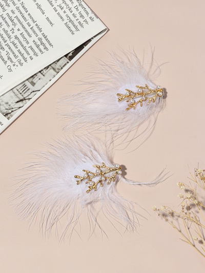 Зажим для волос QF «Милица», набор 2 шт., 11×7 см, белый