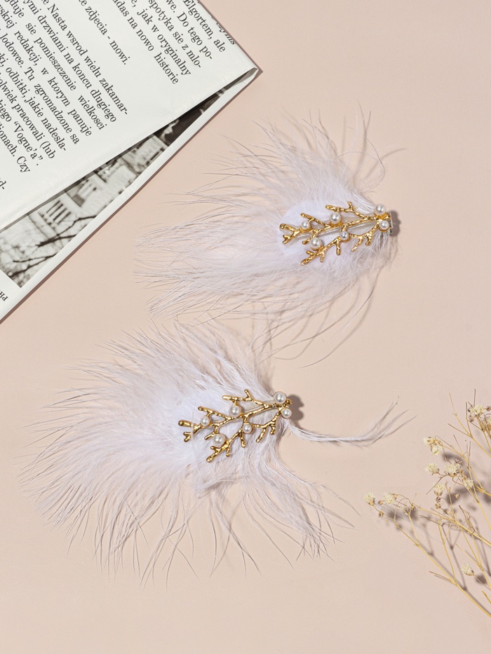 Зажим для волос QF «Милица», набор 2 шт., 11×7 см, белый - Фото 1