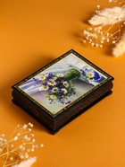 Шкатулка для украшений «Букет с ромашками», 10×14 см, лаковая миниатюра - фото 809252656