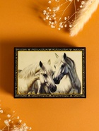 Шкатулка для украшений «Пара белых лошадей», 10×14 см, лаковая миниатюра - фото 61947828