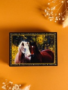 Шкатулка для украшений «Пара лошадей», 10×14 см, лаковая миниатюра - фото 59408757