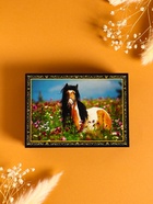 Шкатулка для украшений «Конь на лугу», 10×14 см, лаковая миниатюра - фото 809283934 Шкатулка для украшений «Конь на лугу», 10×14 см, лаковая миниатюра - фото 809283934