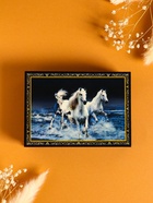 Шкатулка для украшений «Три коня», 10×14 см, лаковая миниатюра 10931067