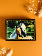 Шкатулка для украшений «Лошадь с жеребёнком», 10×14 см, лаковая миниатюра - фото 809283937 Шкатулка для украшений «Лошадь с жеребёнком», 10×14 см, лаковая миниатюра - фото 809283937