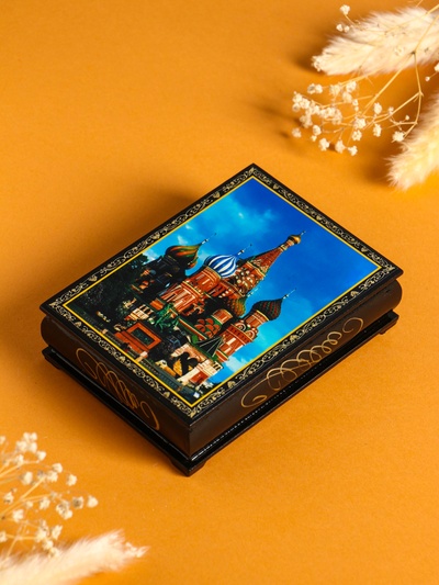 Шкатулка для украшений «Москва. Собор», 10×14 см, лаковая миниатюра