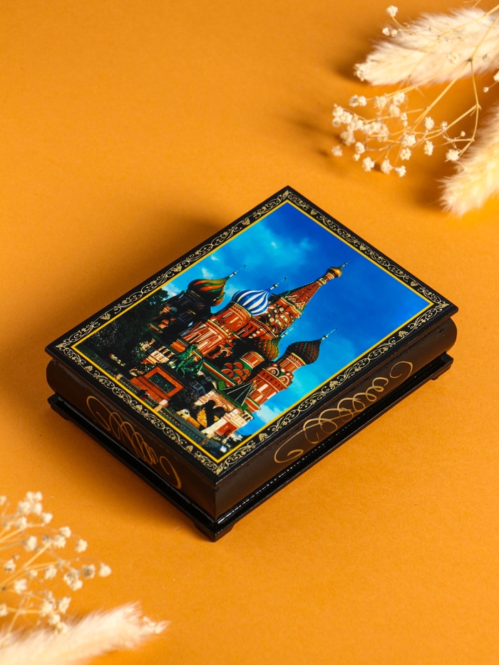 Шкатулка для украшений «Москва. Собор», 10×14 см, лаковая миниатюра - Фото 1