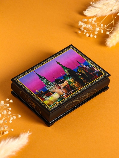 Шкатулка для украшений «Москва», 10×14 см, лаковая миниатюра