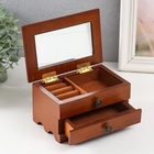 УЦЕНКА Шкатулка для украшений «Комод с ящиком», дерево, коричневая, 9×10×16 см - Фото 3
