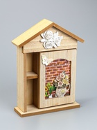 УЦЕНКА Ключница настенная 4 крючка «Фиалки в горшочке», 26.5×19×6 см - Фото 4