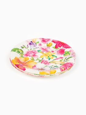 Тарелка одноразовая бумажная «Акварельные цветы», белая, 18 см (комплект 10 шт)