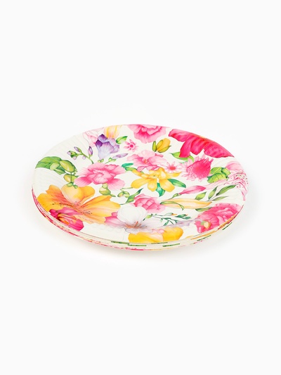 Тарелка одноразовая бумажная «Акварельные цветы», белая, 18 см