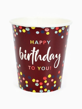 Стакан одноразовый бумажный «Happy Birthday» , конфетти 250 мл