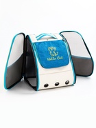 Рюкзак для переноски кошек и собак, прозрачный, 32×28×38 см, бело-синий - фото 809283965 Рюкзак для переноски кошек и собак, прозрачный, 32×28×38 см, бело-синий - фото 809283965