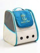 Рюкзак для переноски кошек и собак, прозрачный, 32×28×38 см, бело-синий - фото 809283956 Рюкзак для переноски кошек и собак, прозрачный, 32×28×38 см, бело-синий - фото 809283956