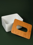 УЦЕНКА Органайзер для хранения салфеток BAMBOO, 17×13×9.5 см, белый, коричневый 10940588