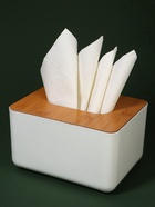 УЦЕНКА Органайзер для хранения салфеток BAMBOO, 17×13×9.5 см, белый, коричневый 10940588