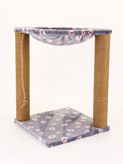 Когтеточка «Зверьё Моё» c гамаком, 40×40×50 см, джут, розовая пантера