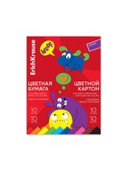 Набор для детского творчества А4, 20 листов, 10 цветов, ErichKrause Jolly Friends, картон + бумага, мелованная односторонняя, на склейке, схема поделки - фото 117898631