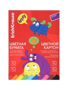 Набор для детского творчества А4, 20 листов, 10 цветов, ErichKrause Jolly Friends, картон + бумага, мелованная односторонняя, на склейке, схема поделки - Фото 4