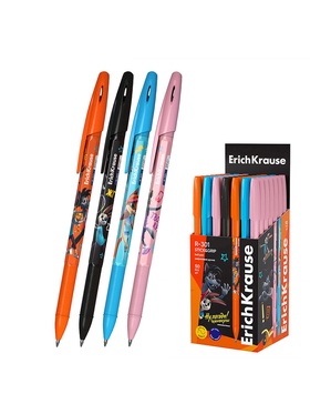 Ручка шариковая ErichKrause R=301 Classic Stick "Ну, Погоди!", узел 0.7 мм, чернила синие, длина линии письма 2000 метров, микс