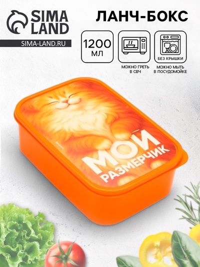 Ланч - бокс прямоугольный «Мой размерчик», 1200 мл