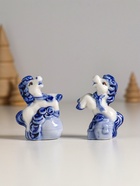 Фигурка керамика «Лошадка на монетках», бело-синий, 2.5×5×6 см, МИКС - Фото 2