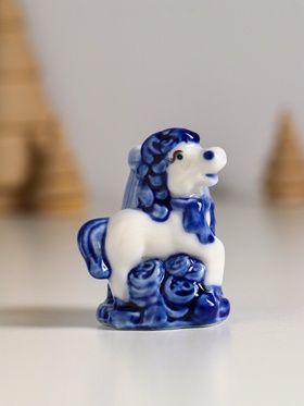 Фигурка-подставка для канцелярии «Лошадка с мешком/бочкой монет», бело-синий, 4.2?4?5.5 см, МИКС (комплект 8 шт)