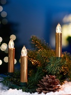 Светодиодные «Свечи на прищепках золотистые» 9 см, набор 10 шт., 10 LED, от батареек АААх10, пульт, свечение тёплое белое - Фото 1