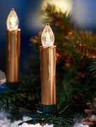 Светодиодные «Свечи на прищепках золотистые» 9 см, набор 10 шт., 10 LED, от батареек АААх10, пульт, свечение тёплое белое - Фото 6