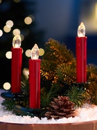 Светодиодные «Свечи на прищепках красные» 11 см, набор 10 шт., 10 LED, от батареек ААх10, пульт, свечение тёплое белое - Фото 4